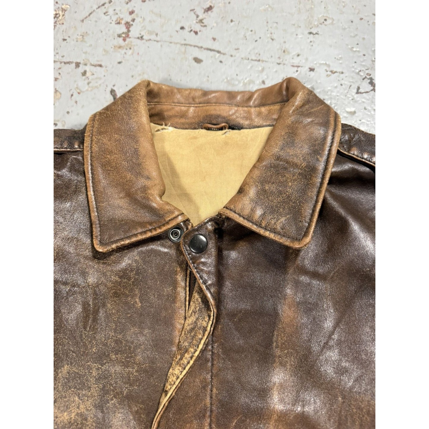 Insane Perfectly Faded Distressed Mocha Leather Bomber Jack