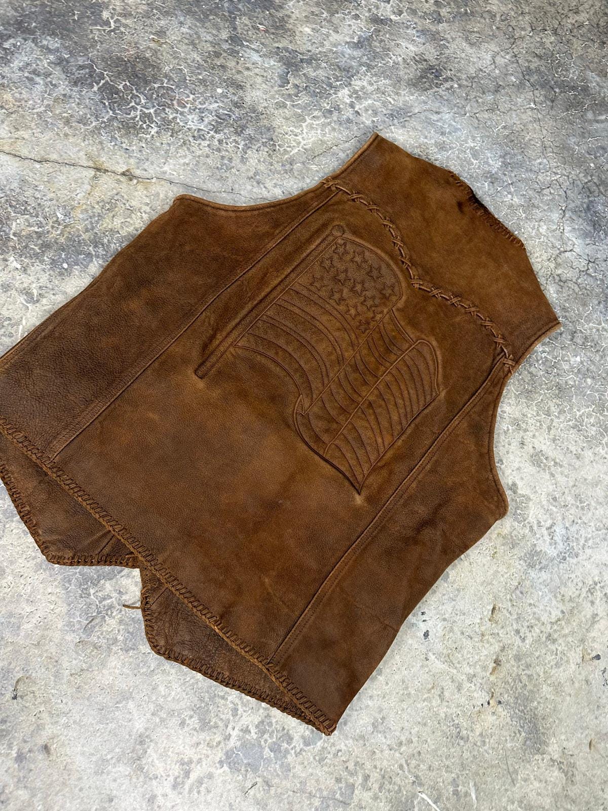 Vintage America flag Vest Leather