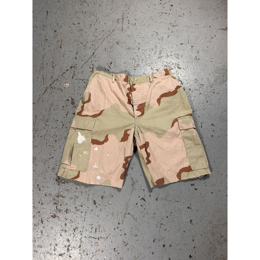 Vintage Army Camo Cropped Cargo Shorts