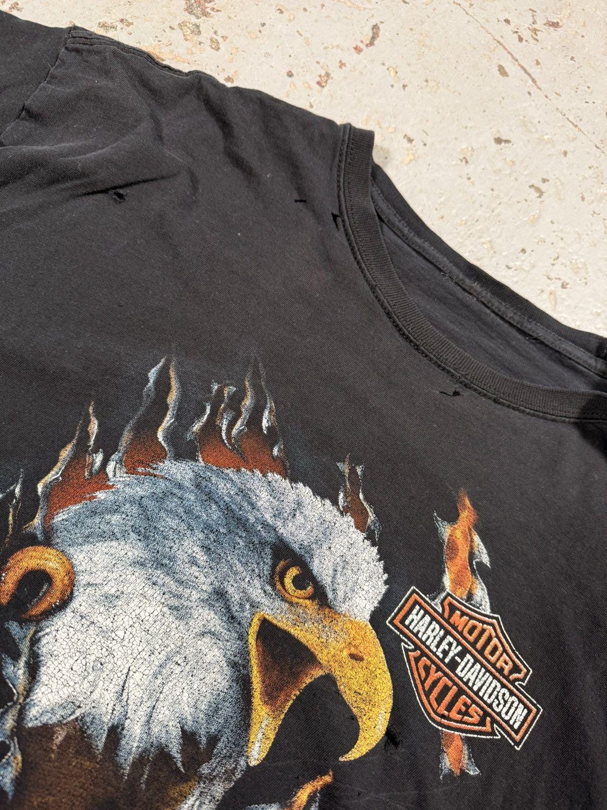 Vintage Cropped Thrashed Harley Davidson Eagle Breakout Tee