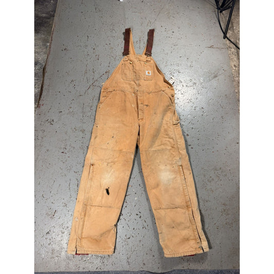 Vintage Distressed Thrashed Faded Beige Carhartt Overalls