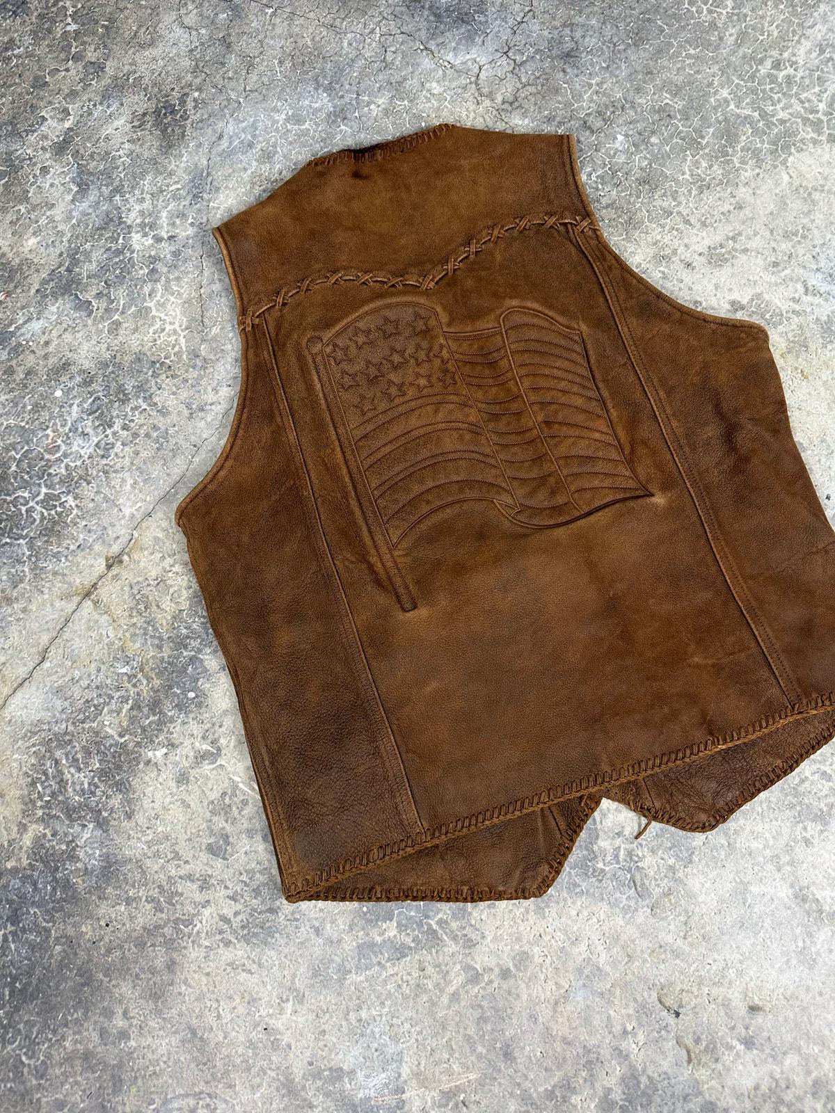 Vintage America flag Vest Leather
