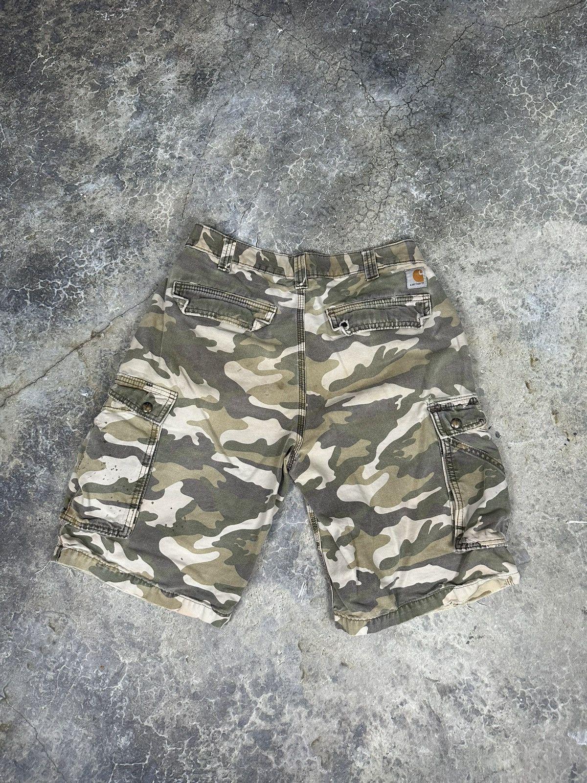 Thrashed Carhartt Camo Cargo Shorts