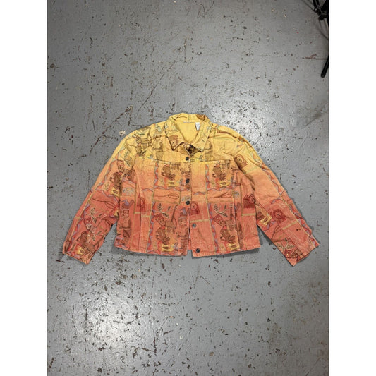 Insane Vintage Denim Jacket Pattern Rainbow Cropped