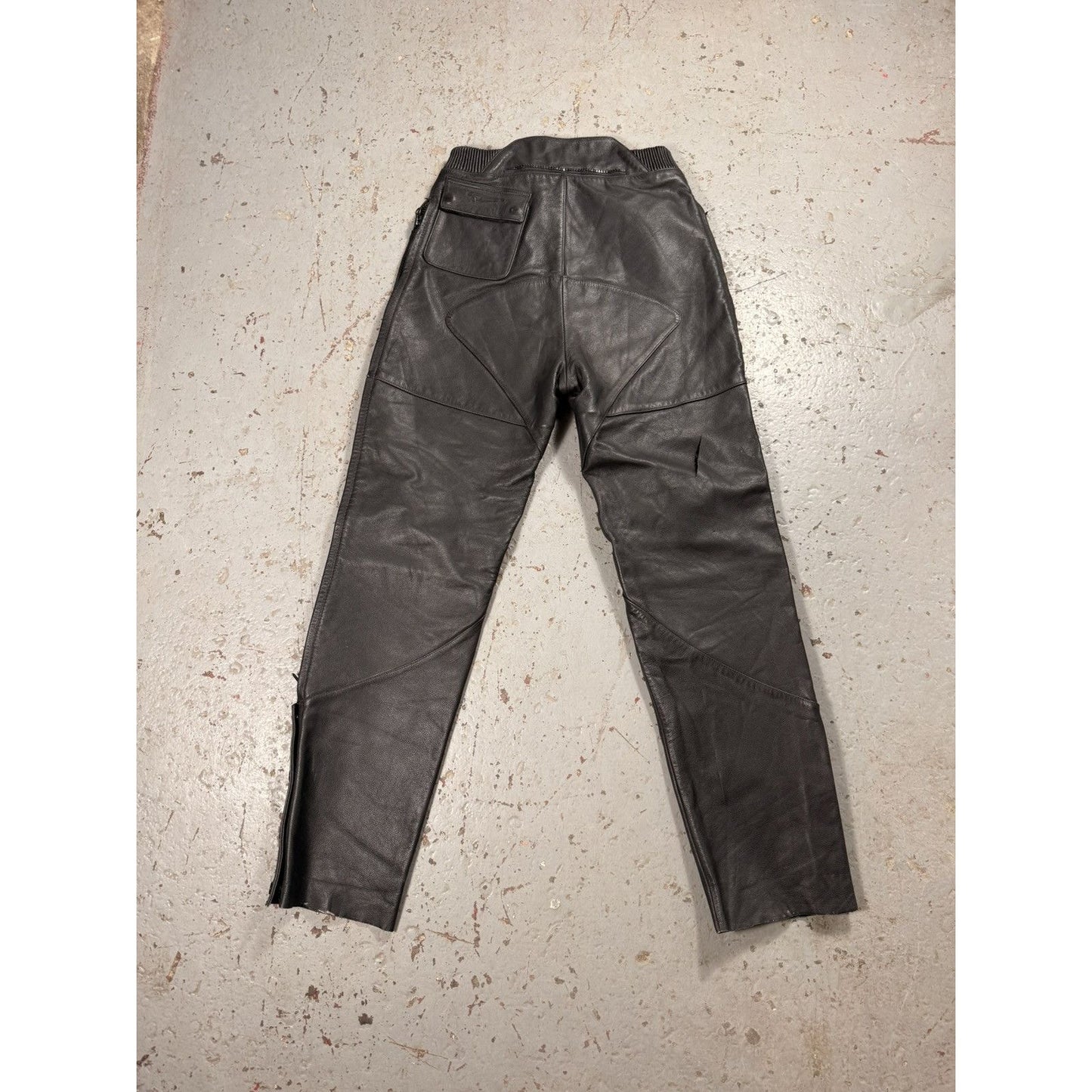 Crazy Vintage Flaming Skull Leather Pants