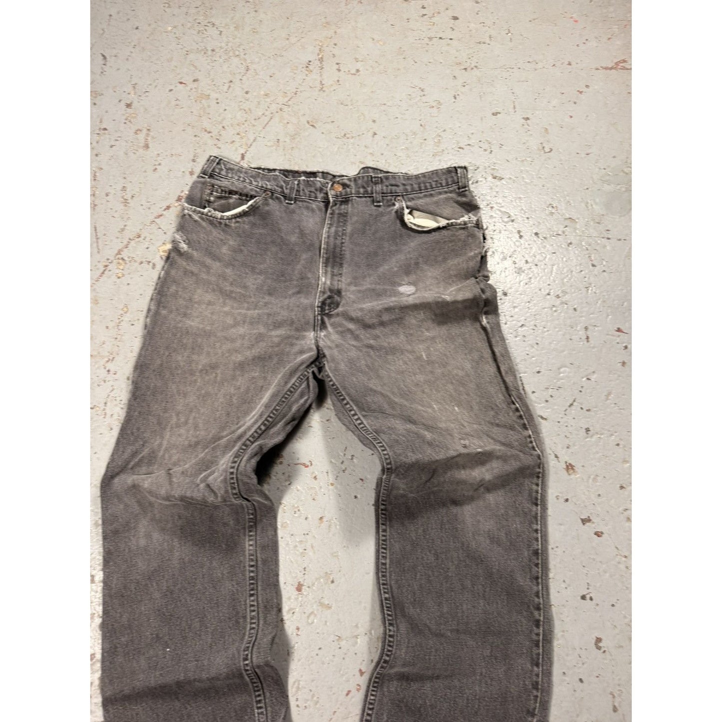Vintage Ash Grey Faded Orange Tag Levi Jeans