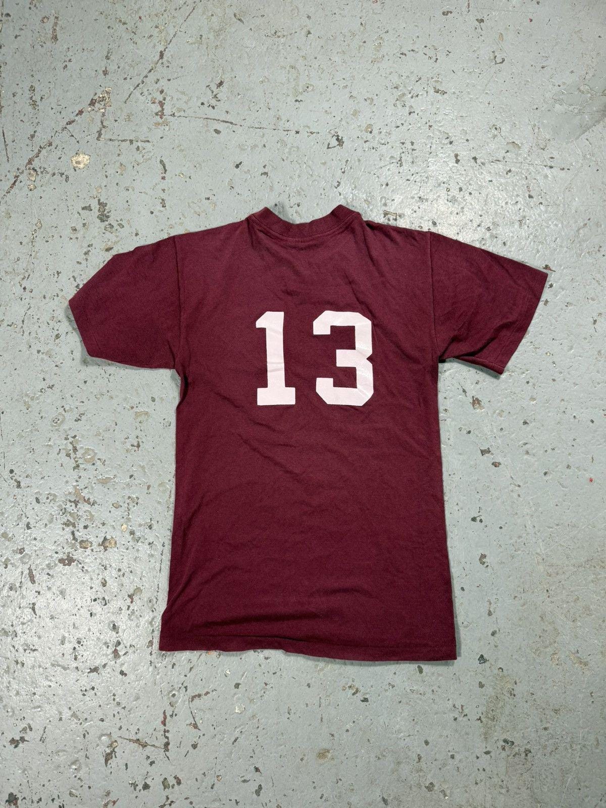 Vintage Burgundy 70s Style Single Stitch Soccer Baby Tee