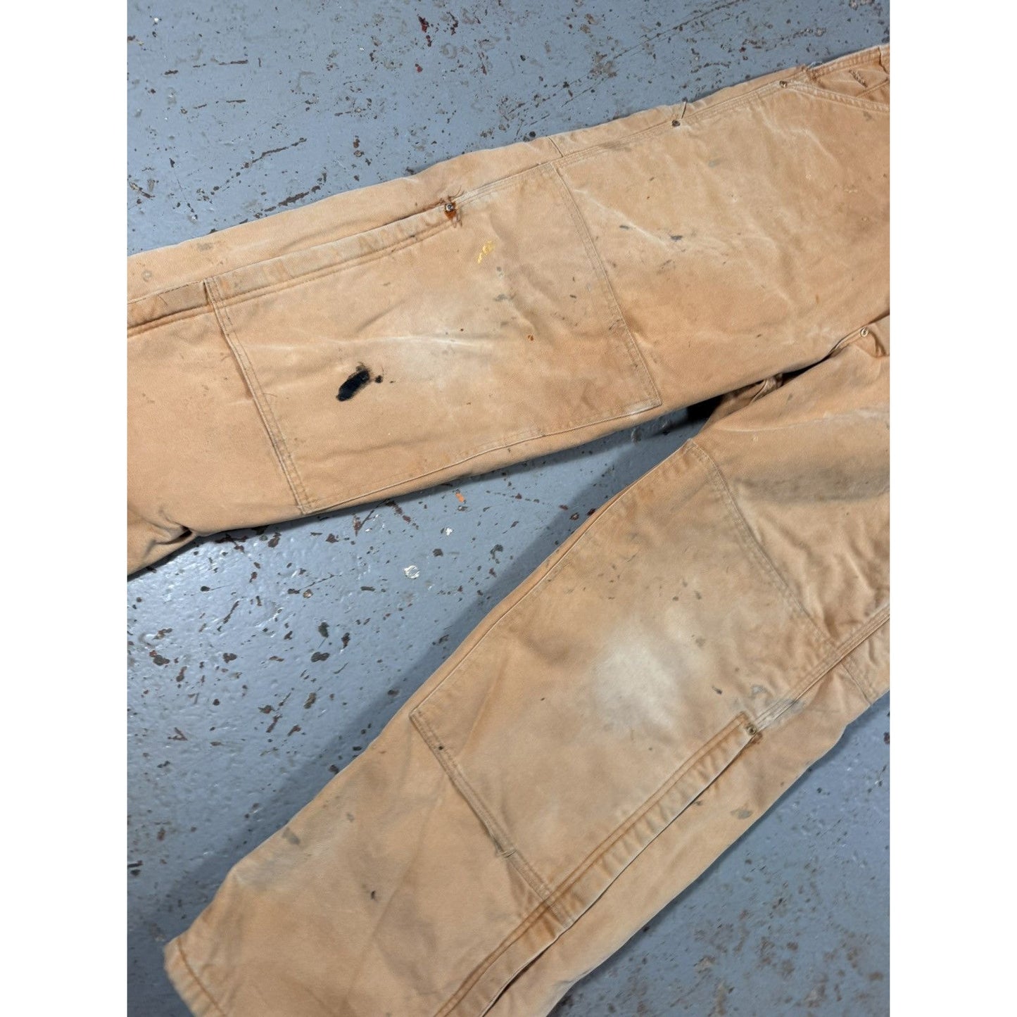 Vintage Distressed Thrashed Faded Beige Carhartt Overalls