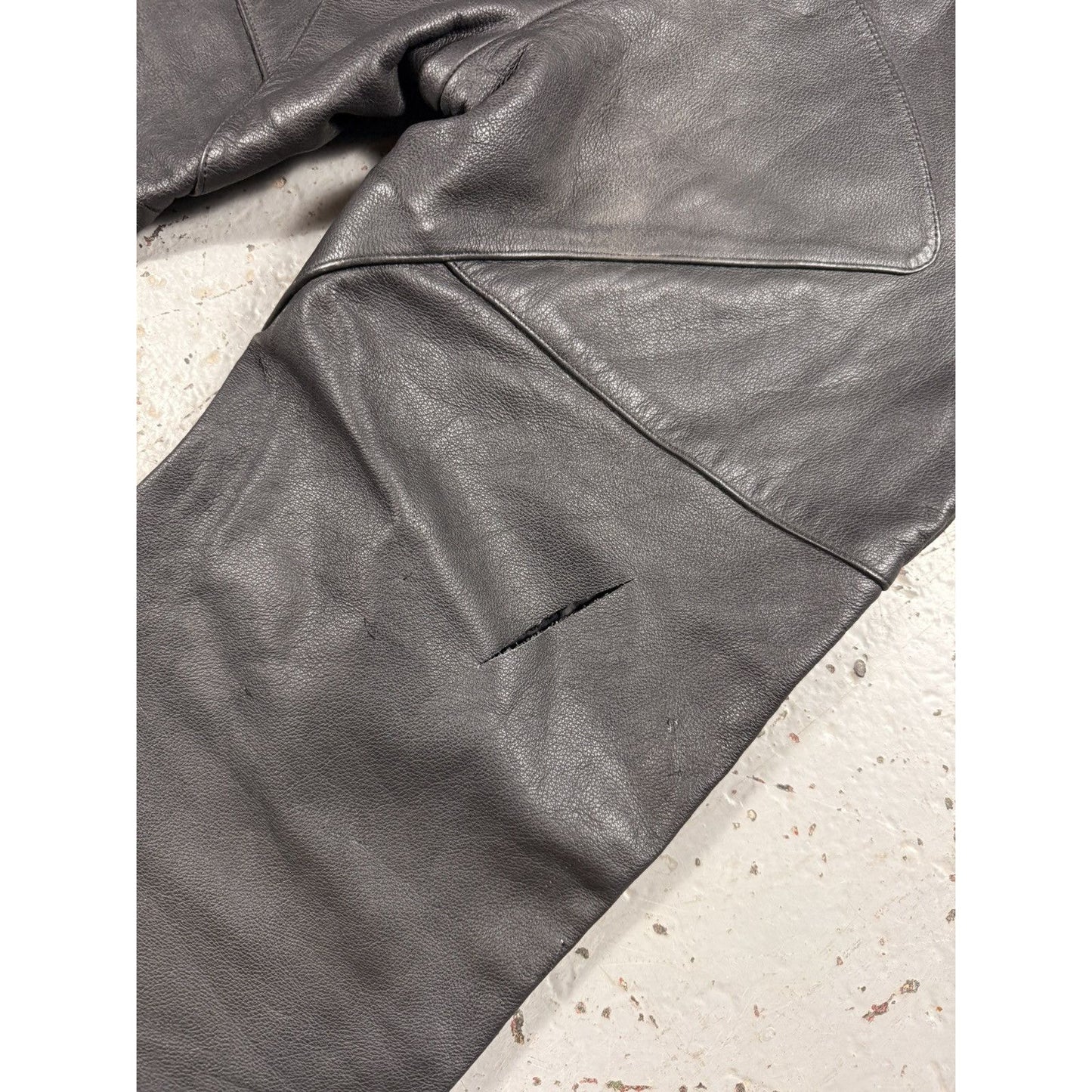 Crazy Vintage Flaming Skull Leather Pants