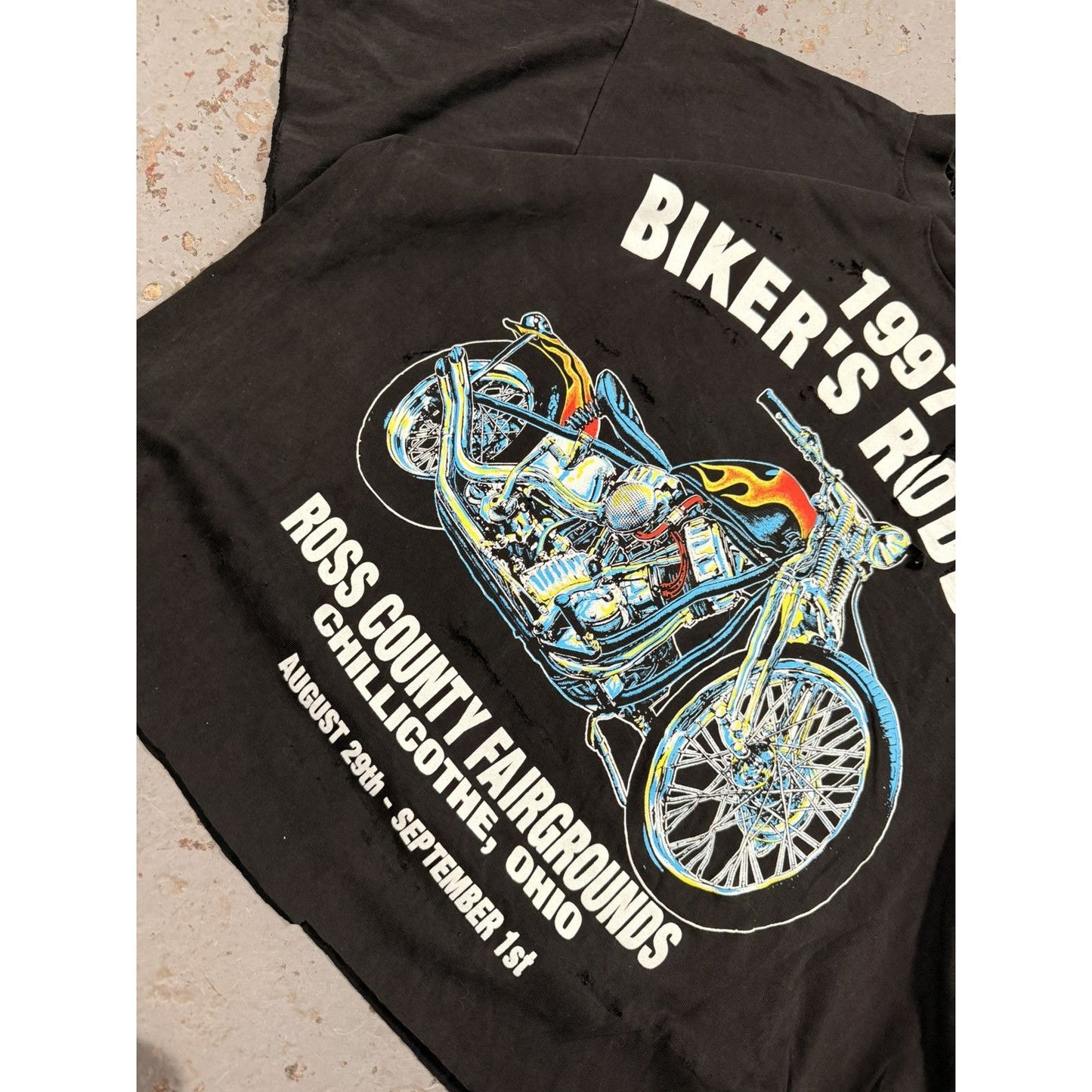 Vintage 1997 Bikers Rodeo Thrashed Cropped Tee