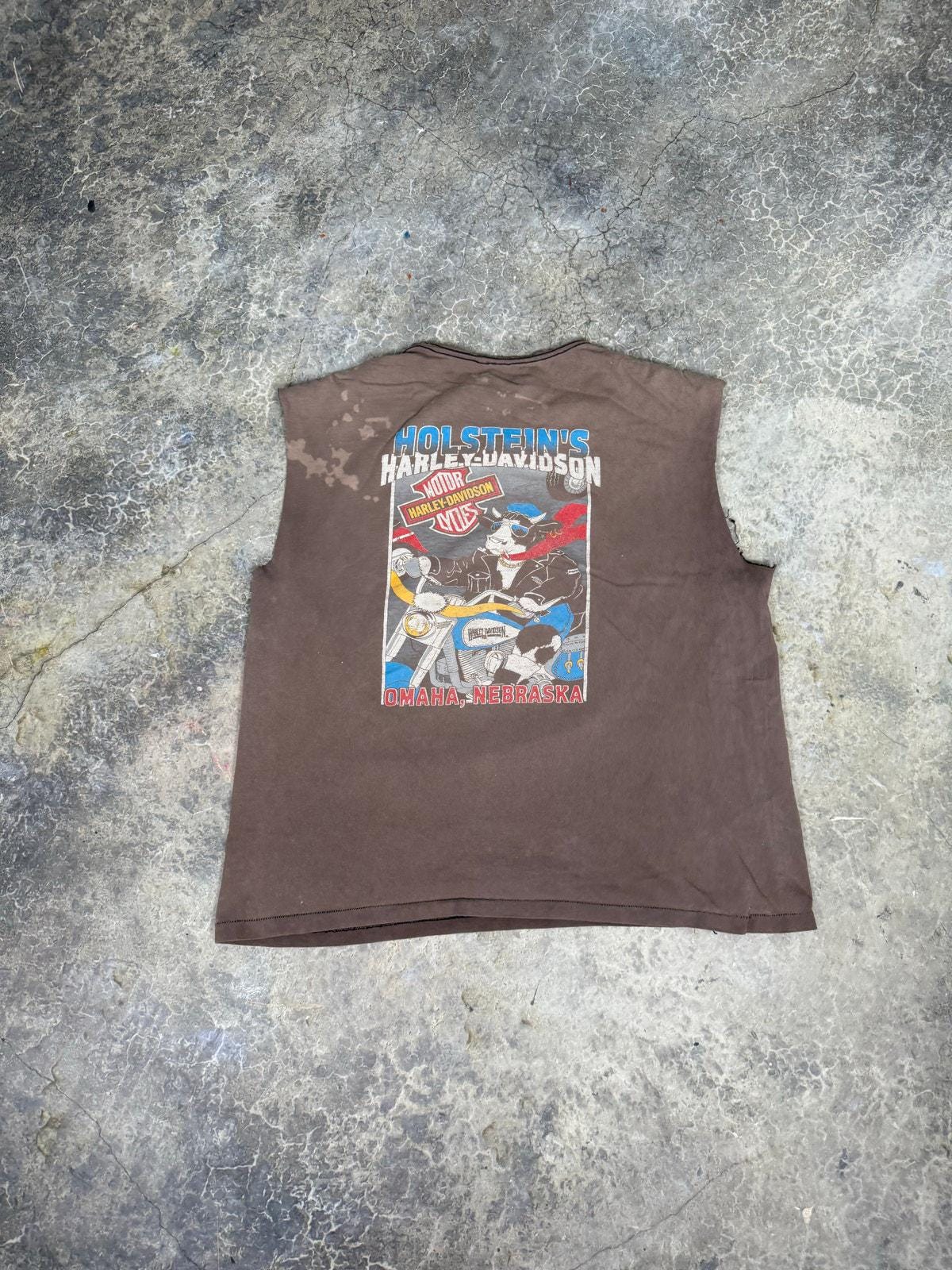 Thrashed Harley 90s cutoff