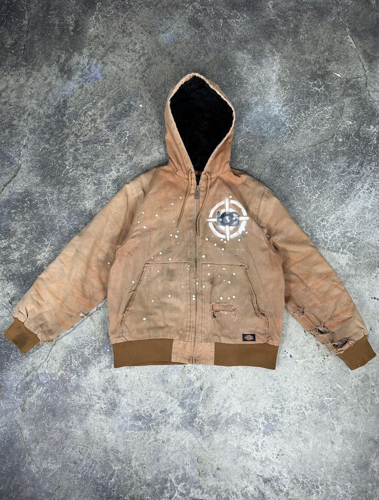 Vintage Thrashed Hooded Dickies Paint Jacket