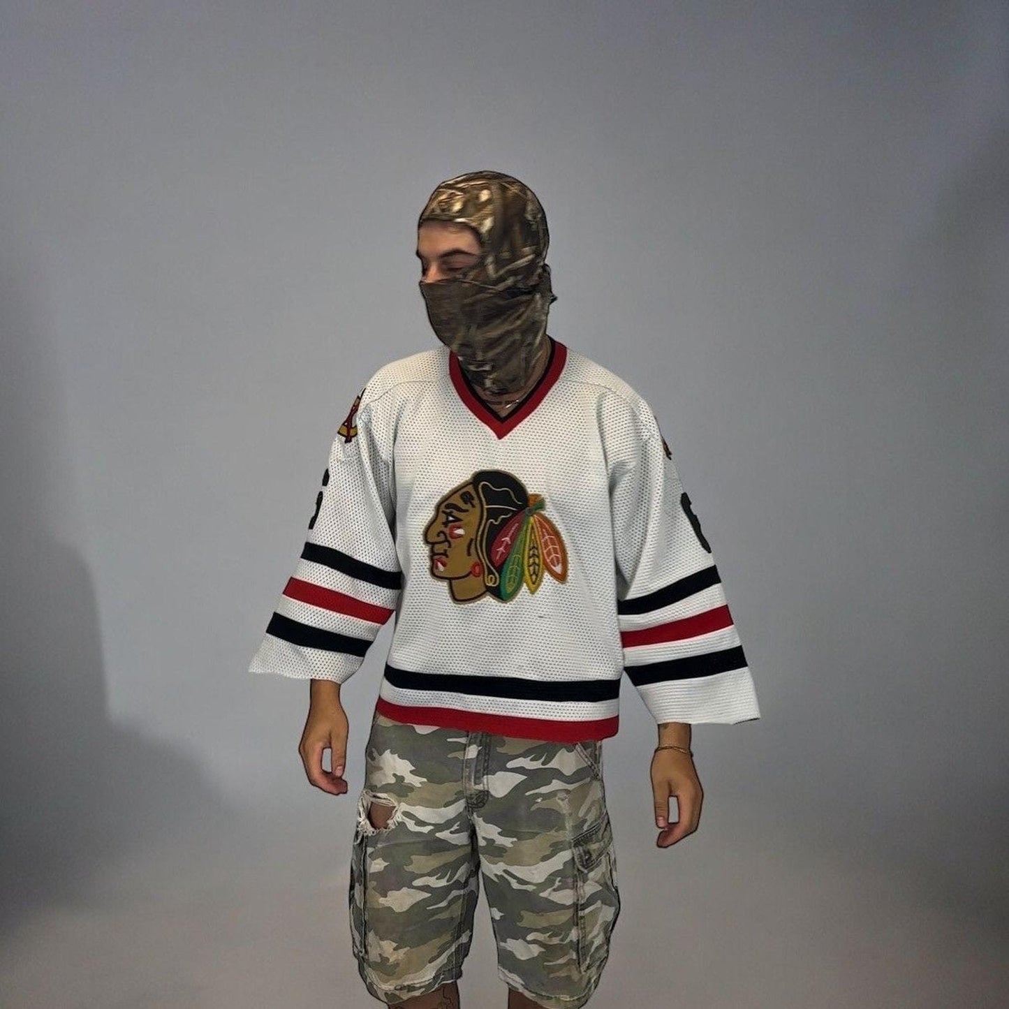 Vintage Black Hawks Thrashed Mesh Jersey