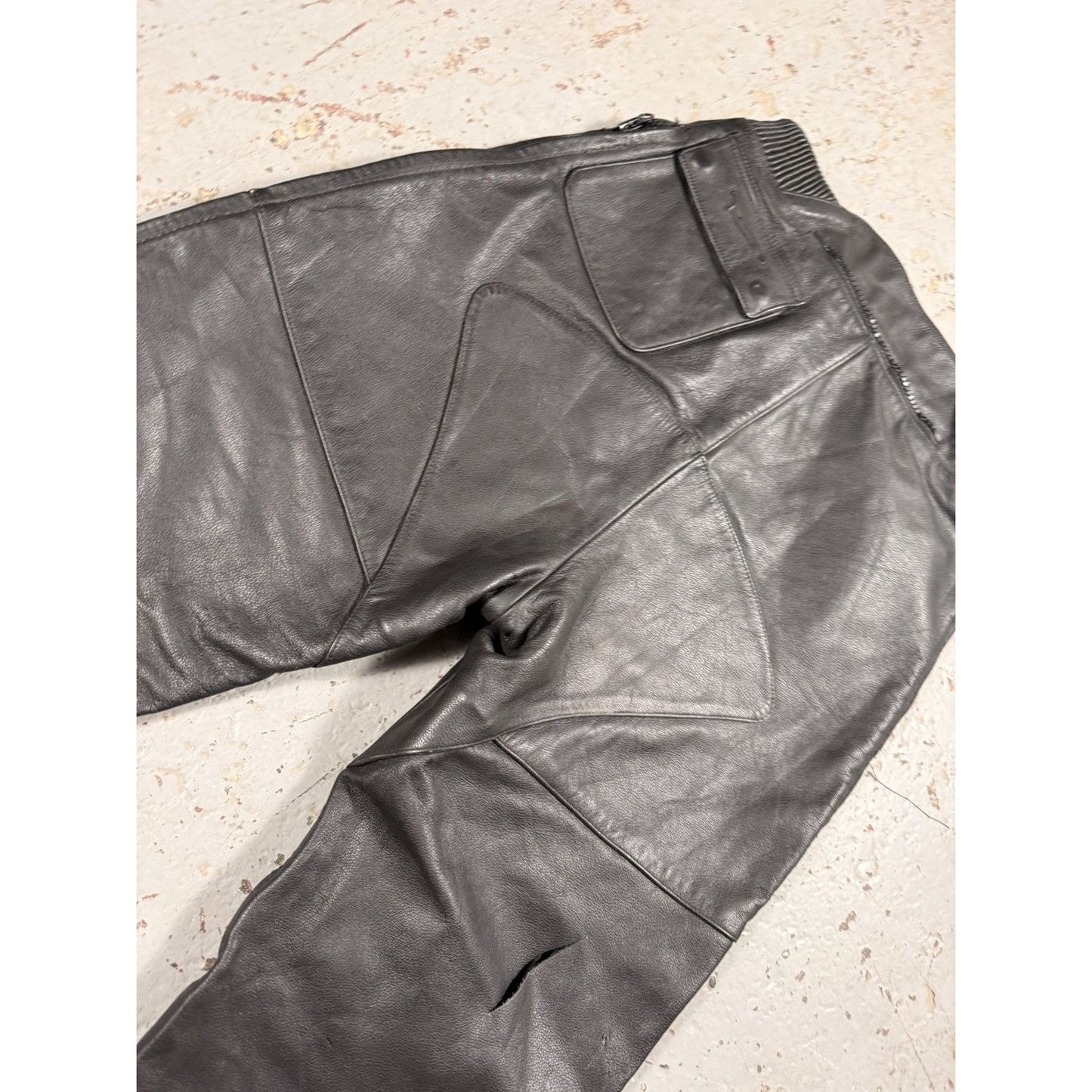 Crazy Vintage Flaming Skull Leather Pants