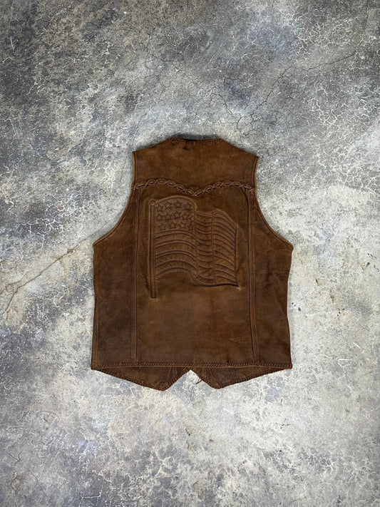 Vintage America flag Vest Leather